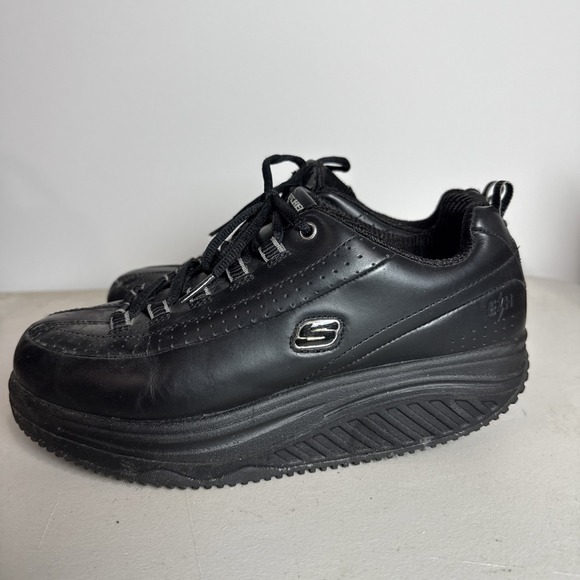 Skechers Work Shoe Men's Sz 9 Shape Ups Work Walking Black Leather Non-Slip - Picture 6 of 15